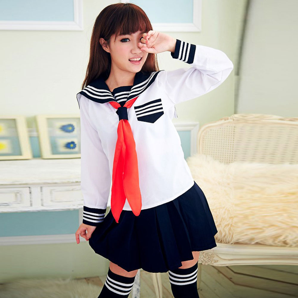 蝶然 情趣内衣 纯情日系少女学生校服(8001 白色长袖)