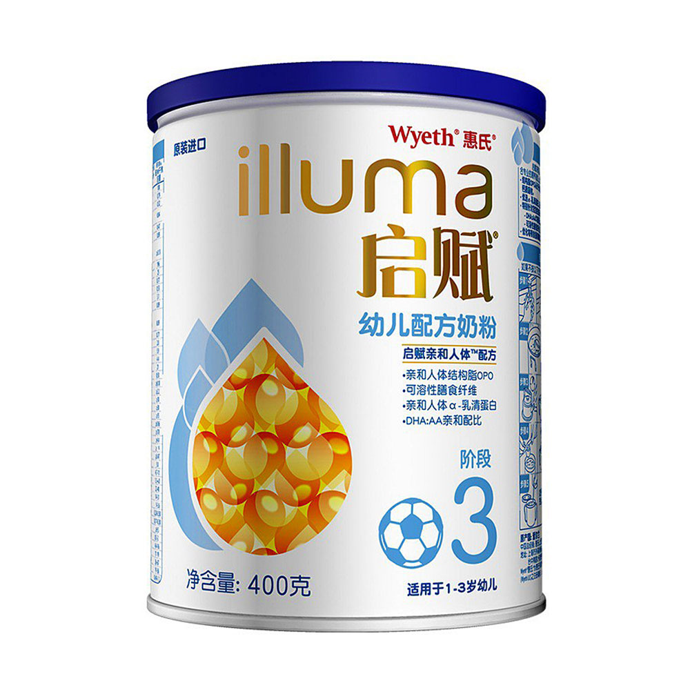 惠氏启赋(wyeth illuma)幼儿配方奶粉3段400克(1-3岁)补充宝宝营养.