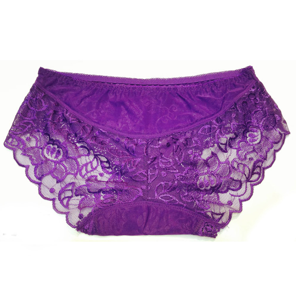 九色生活女士内裤透明蕾丝性感内裤(紫色)