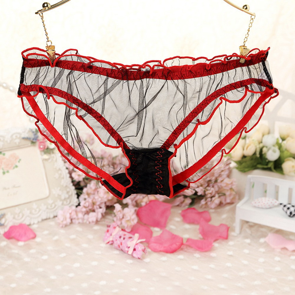安致儿 情趣内裤 女 透明 低腰性感诱惑三角裤 网纱全透明底裤 裤衩