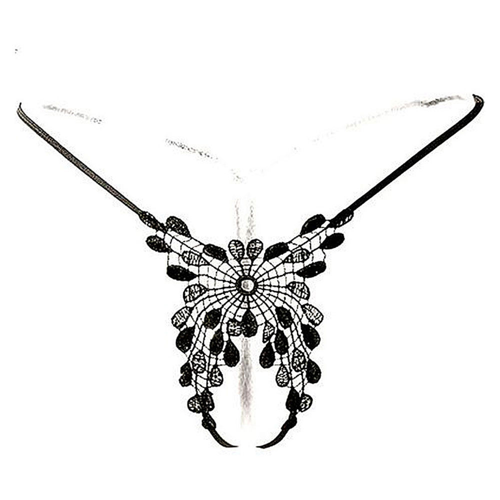 铃兰花亭 开档透视丁字裤2843(黑色)增添情趣,提高性生活的质量.