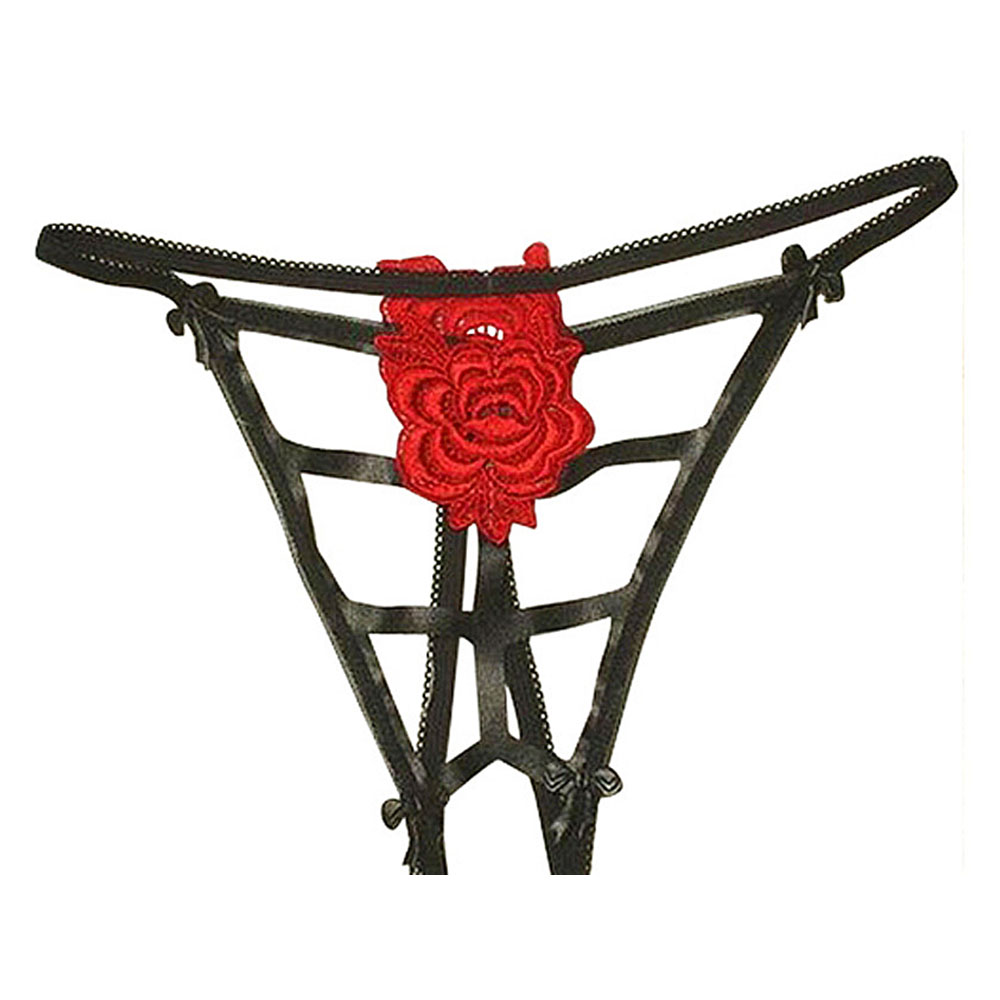 铃兰花亭 镂空情趣丁字裤021(黑色)