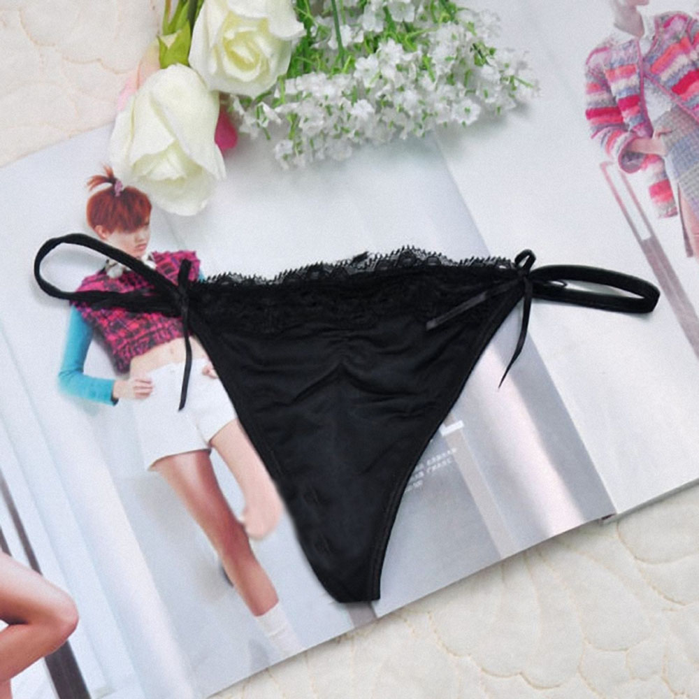 黛沫daimo 情趣内衣 女式低腰蕾丝不开档无痕内裤(黑色)