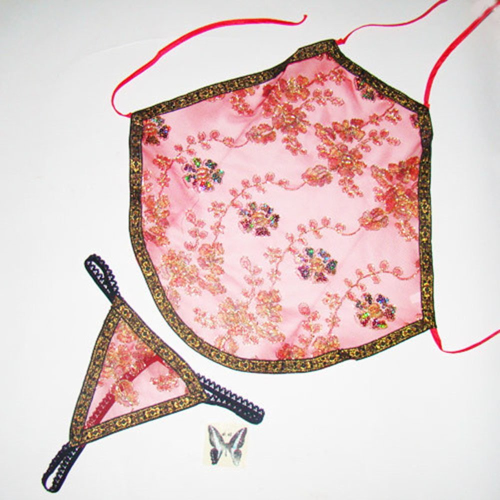 倚嘉 情趣内衣 古装古典刺绣肚兜套装(红色)