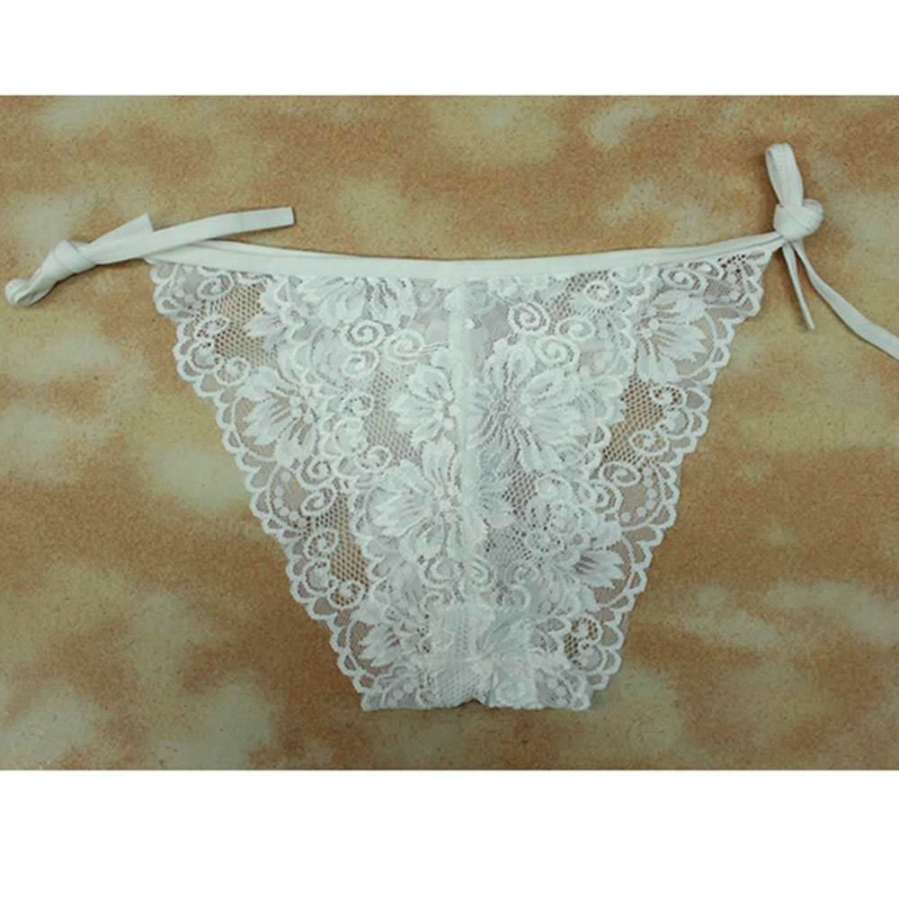 秀丝妮 情趣内裤 蕾丝低腰系带三角裤(白色)