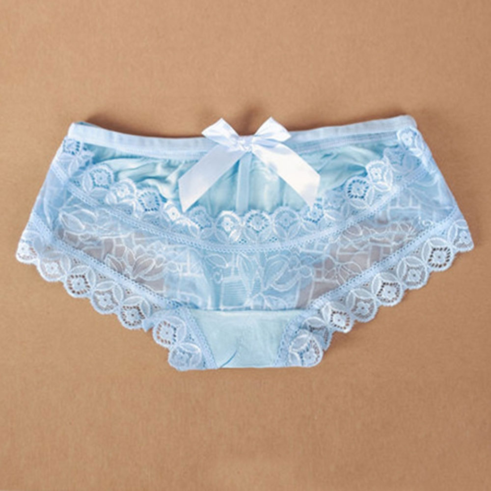 秀丝妮 性感蕾丝高弹低腰蝴蝶结内裤(天蓝色)