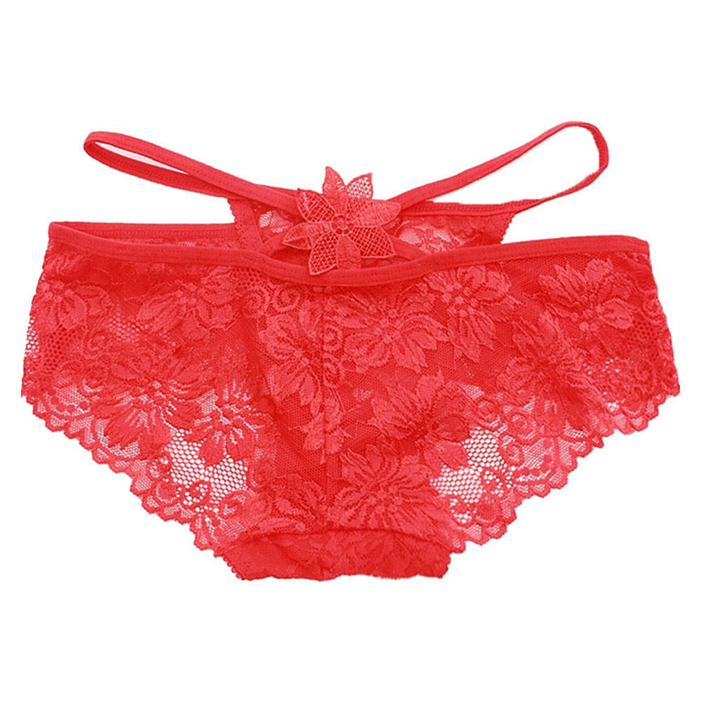 醉心怡 蕾丝镂空 透明诱惑低腰三角裤t4031(红色)