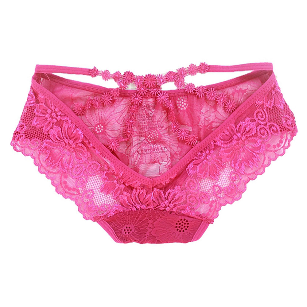 醉心怡 蕾丝透气 无痕透明诱惑三角裤t4030(玫红色)