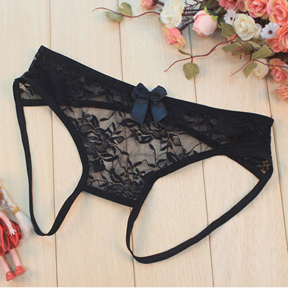 美兰琪 情趣内衣 女款开档露pp内裤(黑色)