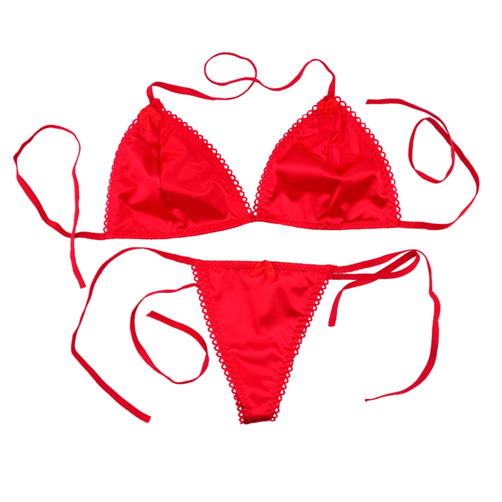 曼妙诱惑 透视三点式 激情比基尼套装 红色 l码