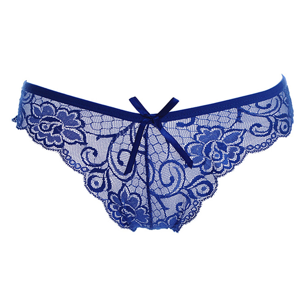 斓诗(lanshi) 性感内裤 蝴蝶结蕾丝女士三角内裤1505(蓝色m码)