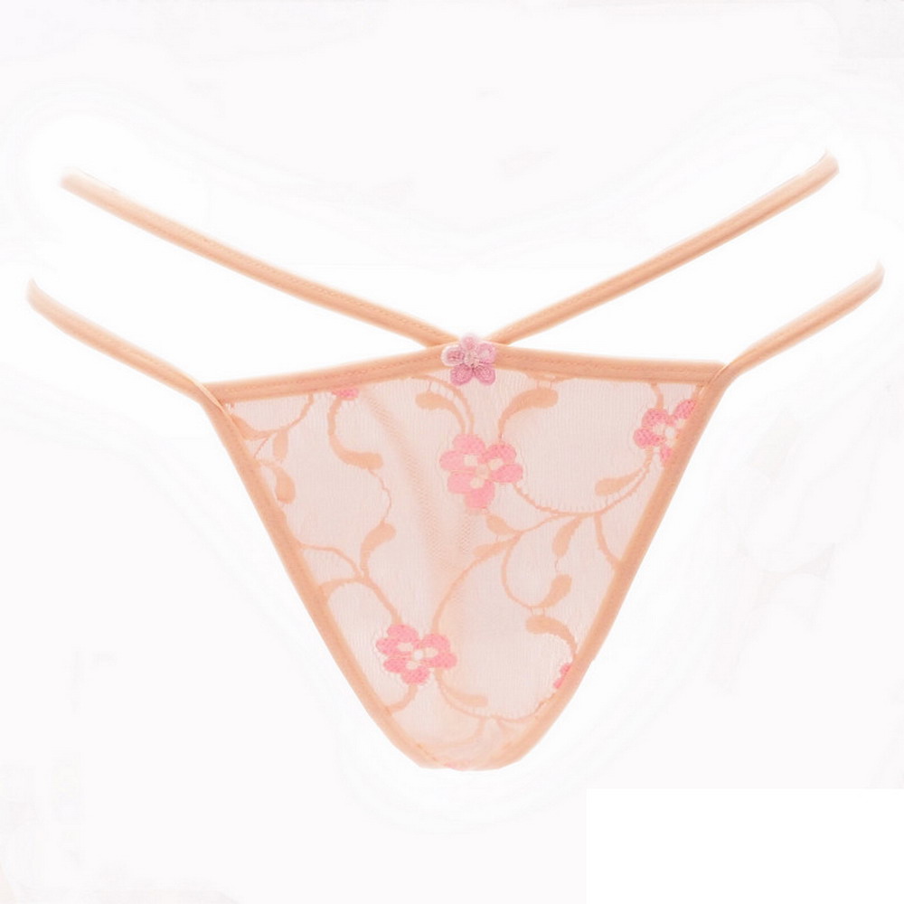 俞兆林 女士情趣内裤 性感绣花透视丁字裤(1336 黄色)