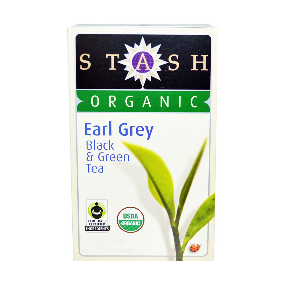 stash tea organic earl grey black & green tea(12包)