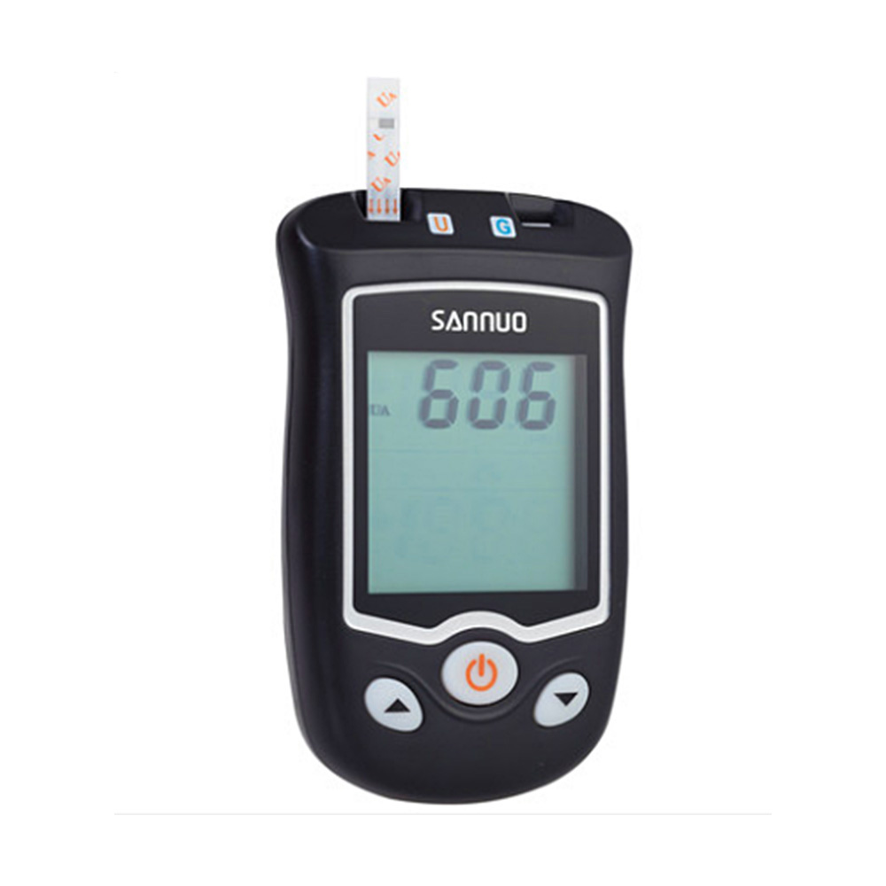 血糖尿酸测试仪与配套血糖测试试条或尿酸测试试条配套使用，分别用于末梢全血或静脉全血的葡萄糖、尿酸浓度测试。 3