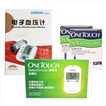 欧姆龙电子血压计HEM-8102A(上臂式)+强生－稳择易型血糖仪+稳择型血糖试纸(赠品)*2盒